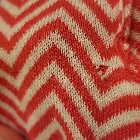 Kim Rogers | Coral Pink and White Chevron Print Cardigan in size S - Picture 12 of 12